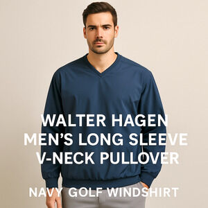 *ON HOLD @doktah *Walter Hagen LARGE Navy Hydro Halt Front 9  Golf Windbreaker